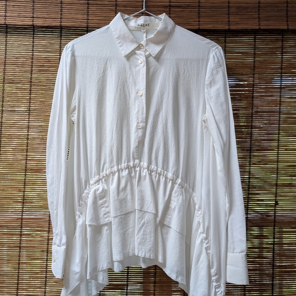 Hache White Button-Up Shirt 100% Cotton Made In Italy - Picture 4 of 4